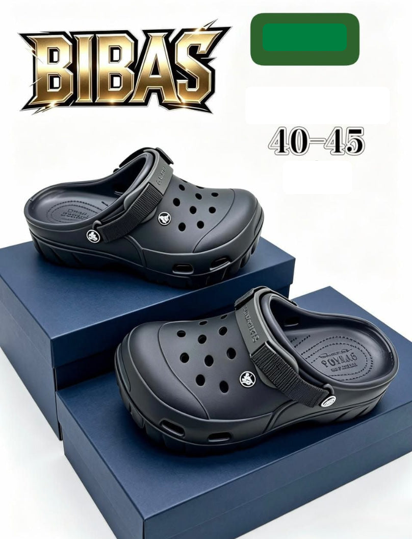 Black Platform Clogs with Strap (Sizes 40-45)