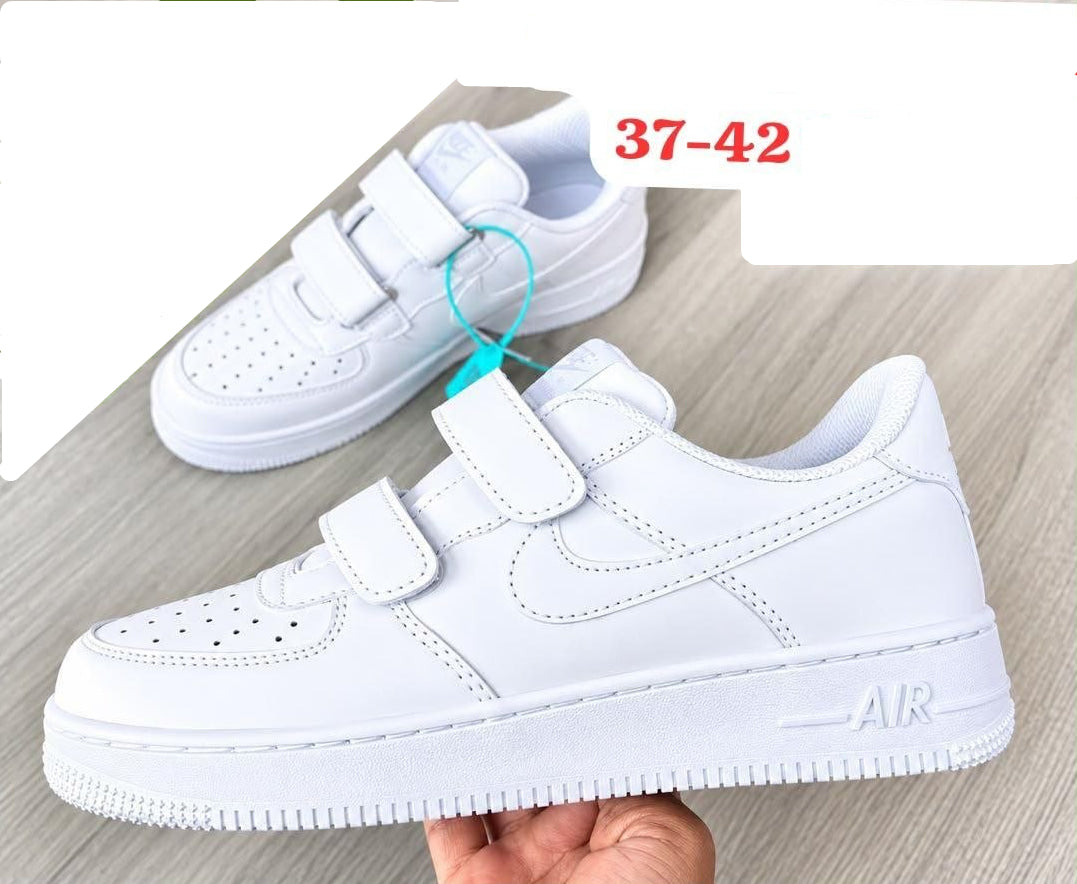 White Nike Air Force 1 Style Sneakers with Velcro (Sizes 37-42)