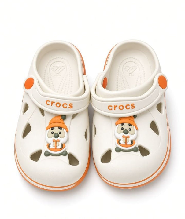 Kids bear clog – cream & orange
