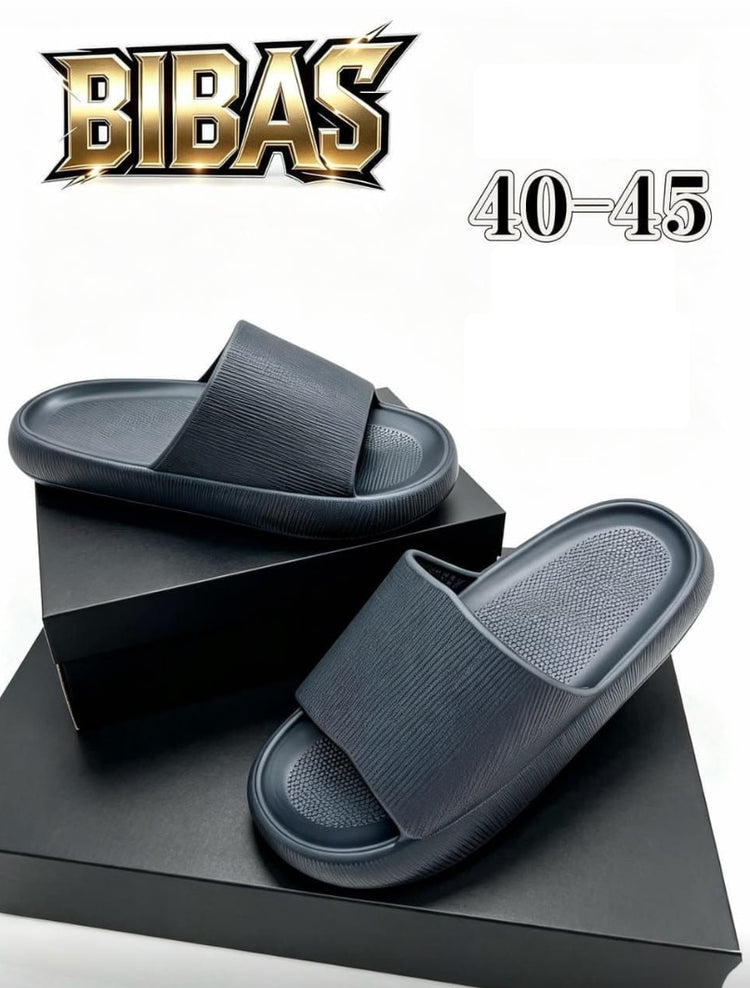 Plain Slide Sandals – Dark Grey (Sizes 40-45)